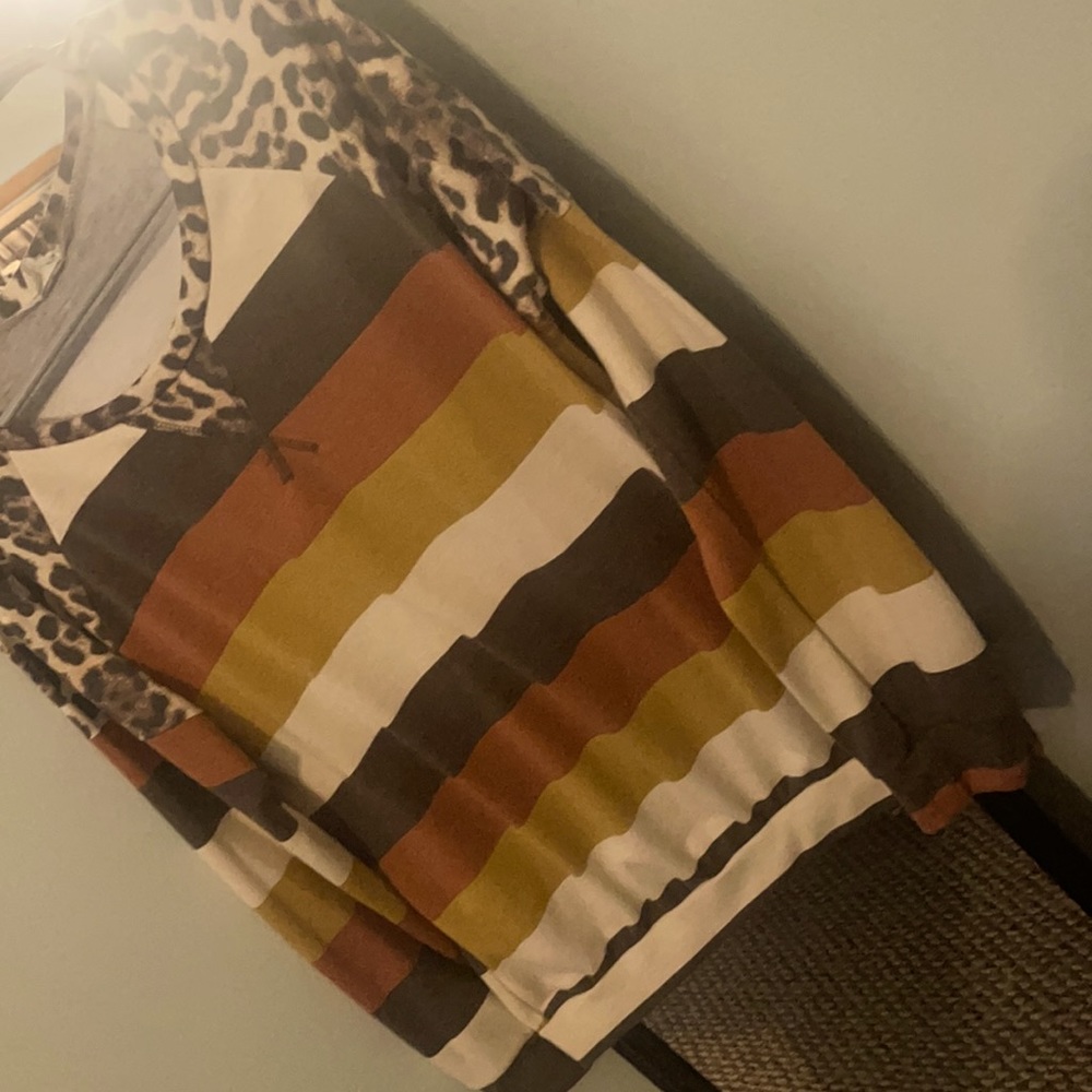 Large, long sleeved boutique top! Leopard print detail